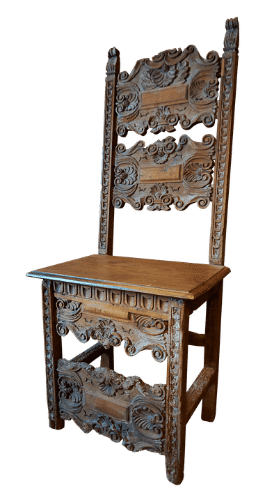 medeltida stol i trä, som löper risk för trämaskangrepp