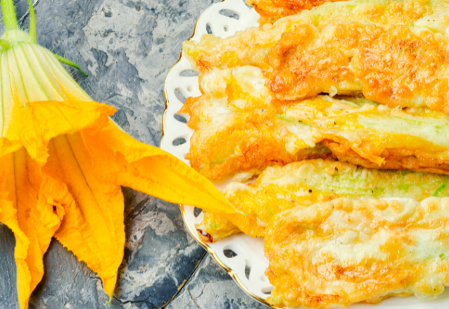 Friterade zucchiniblommor i panna – Recept